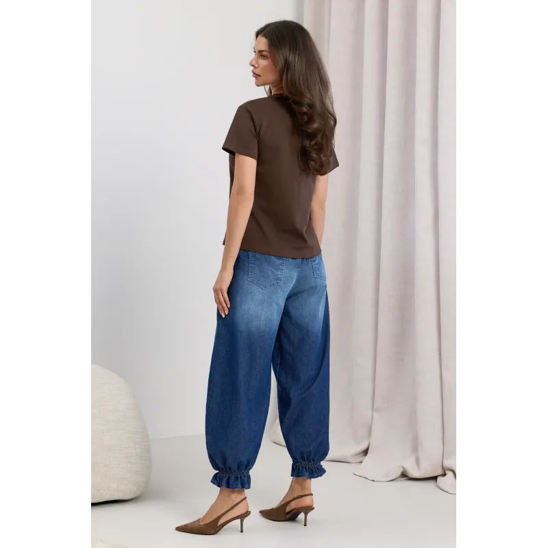 Jeansy jogger z marszczonymi nogawkami
