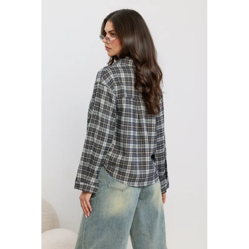 Koszula w kratę oversize z kieszenią