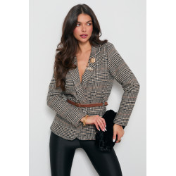 MARYNARKA W KRATĘ Z PASKIEM I BROSZKAMI