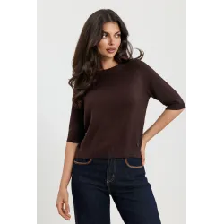 Dzianinowy sweter z krótkim rękawem