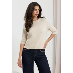 Dzianinowy sweter z krótkim rękawem