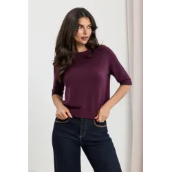 Dzianinowy sweter z krótkim rękawem