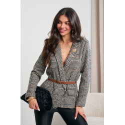 MARYNARKA W KRATĘ Z PASKIEM I BROSZKAMI