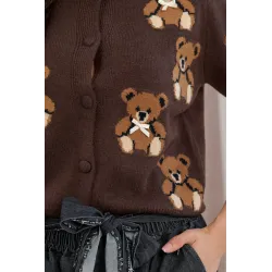 Rozpinany sweter z krótkim rękawem w misie