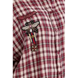 Koszula oversize w kratę z ozdobnymi przypinkami