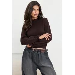 Dzianinowy sweter z kokardkami na rękawach