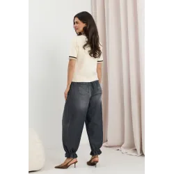 Jeansy jogger z marszczonymi nogawkami