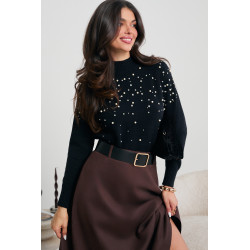 SWETER Z PEREŁKOWO-KRYSZTAŁOWYM ZDOBIENIEM