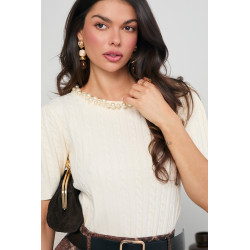 WARKOCZOWY SWETER Z PEREŁKAMI
