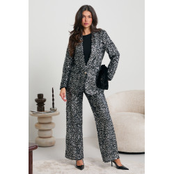 CEKINOWE SPODNIE Z PROSTĄ NOGAWKĄ