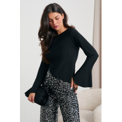 ASYMETRYCZNA BLUZKA Z ROZSZERZANYMI RĘKAWAMI