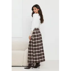 Spódnica maxi w kratę z wiązaniem i rozcięciem