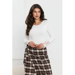 Spódnica maxi w kratę z wiązaniem i rozcięciem