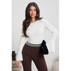 ASYMETRYCZNA BLUZKA Z ROZSZERZANYMI RĘKAWAMI