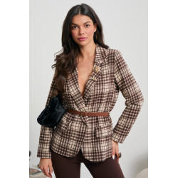 MARYNARKA W KRATĘ Z PASKIEM I BROSZKAMI