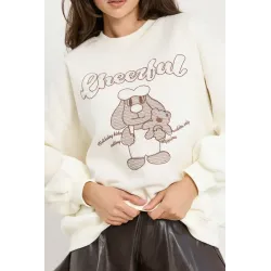 Oversize'owa bluza z nadrukiem z cekinami