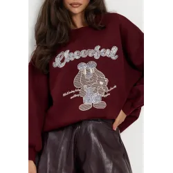 Oversize'owa bluza z nadrukiem z cekinami