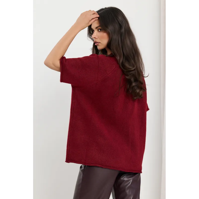 Sweter oversize z krótkim rękawem i ozdobnymi kokardami