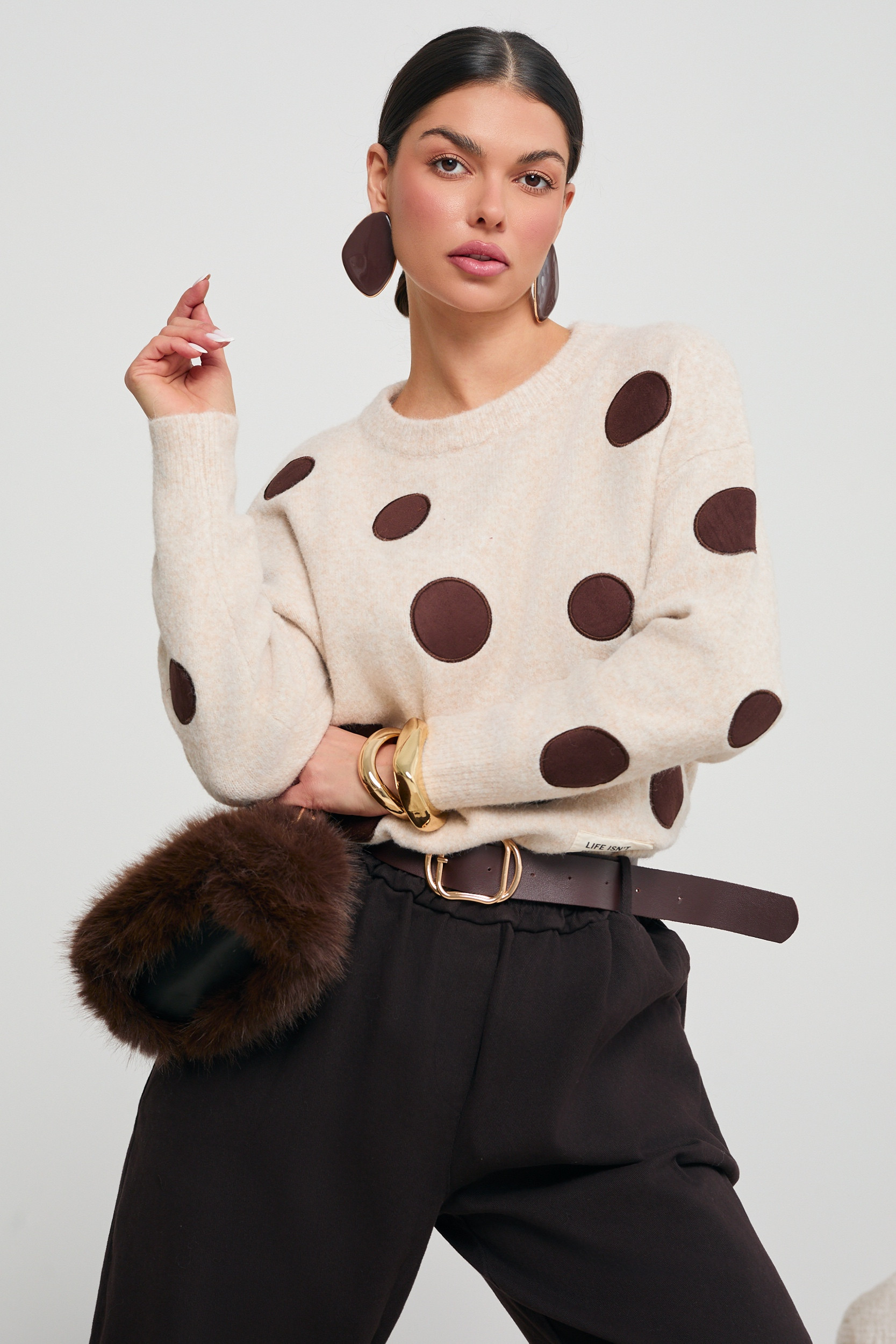 SWETER Z WISKOZY W GROCHY