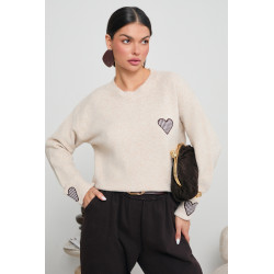 WISKOZOWY SWETER Z SERDUSZKAMI