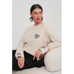 WISKOZOWY SWETER Z SERDUSZKAMI