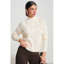 SWETER Z PEREŁKOWO-KRYSZTAŁOWYM ZDOBIENIEM