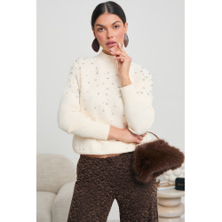 SWETER Z PEREŁKOWO-KRYSZTAŁOWYM ZDOBIENIEM