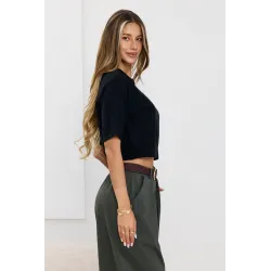 Krótki sweter z kołnierzykiem polo