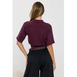 Krótki sweter z kołnierzykiem polo