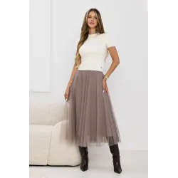 Tiulowa spódnica midi z podszewką