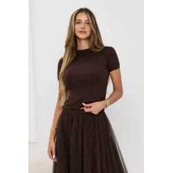 Dzianinowy sweter z krótkim rękawem