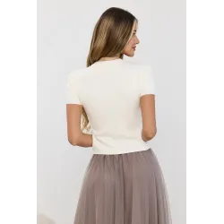 Dzianinowy sweter z krótkim rękawem