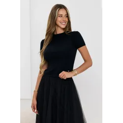 Dzianinowy sweter z krótkim rękawem