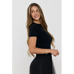 Dzianinowy sweter z krótkim rękawem