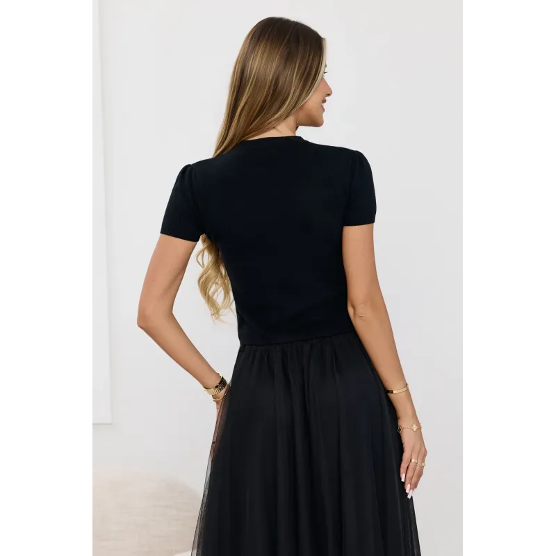 Dzianinowy sweter z krótkim rękawem