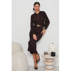 PRĄŻKOWANA SUKIENKA Z KOŁNIERZYKIEM