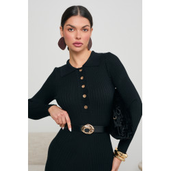 PRĄŻKOWANA SUKIENKA Z KOŁNIERZYKIEM