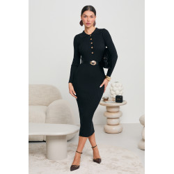 PRĄŻKOWANA SUKIENKA Z KOŁNIERZYKIEM