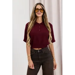 Krótki sweter z kołnierzykiem polo