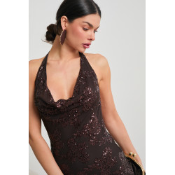 CEKINOWA SUKIENKA HALTER Z ODKRYTYMI PLECAMI