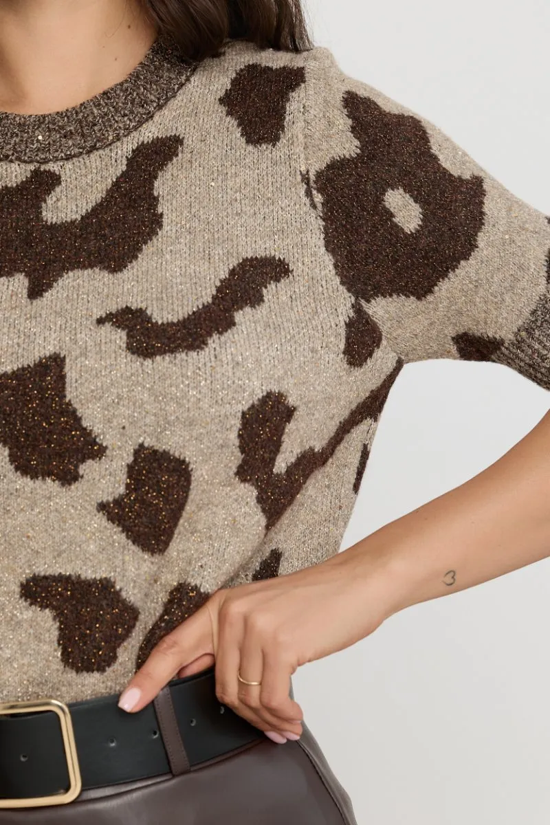 Sweter z krótkim rękawem i wzorem w cętki