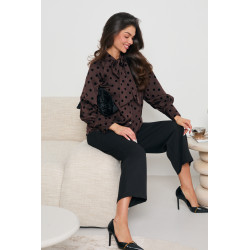 SATYNOWA BLUZKA W GROCHY Z WIĄZANIEM