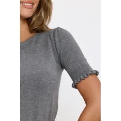Sweter z krótkim rękawem z falbankami