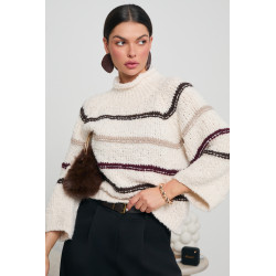 OVERSIZOWY GOLF Z KONTRASTOWYMI PASAMI