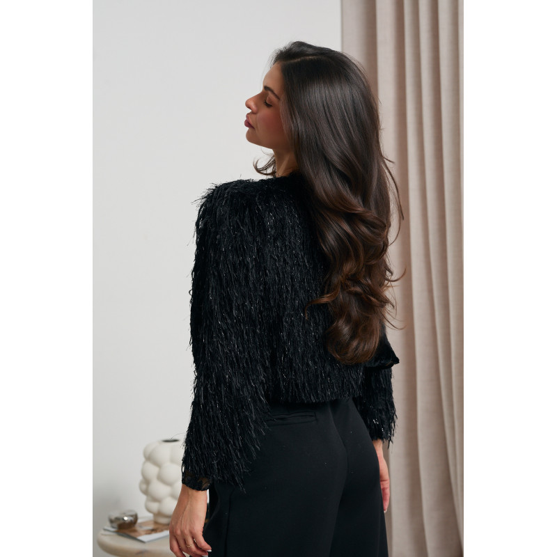 FUTRZANA MARYNARKA Z CEKINAMI