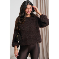 GRUBO PLECIONY SWETER Z CEKINAMI