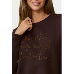 Krótka bluza z haftowanym napisem