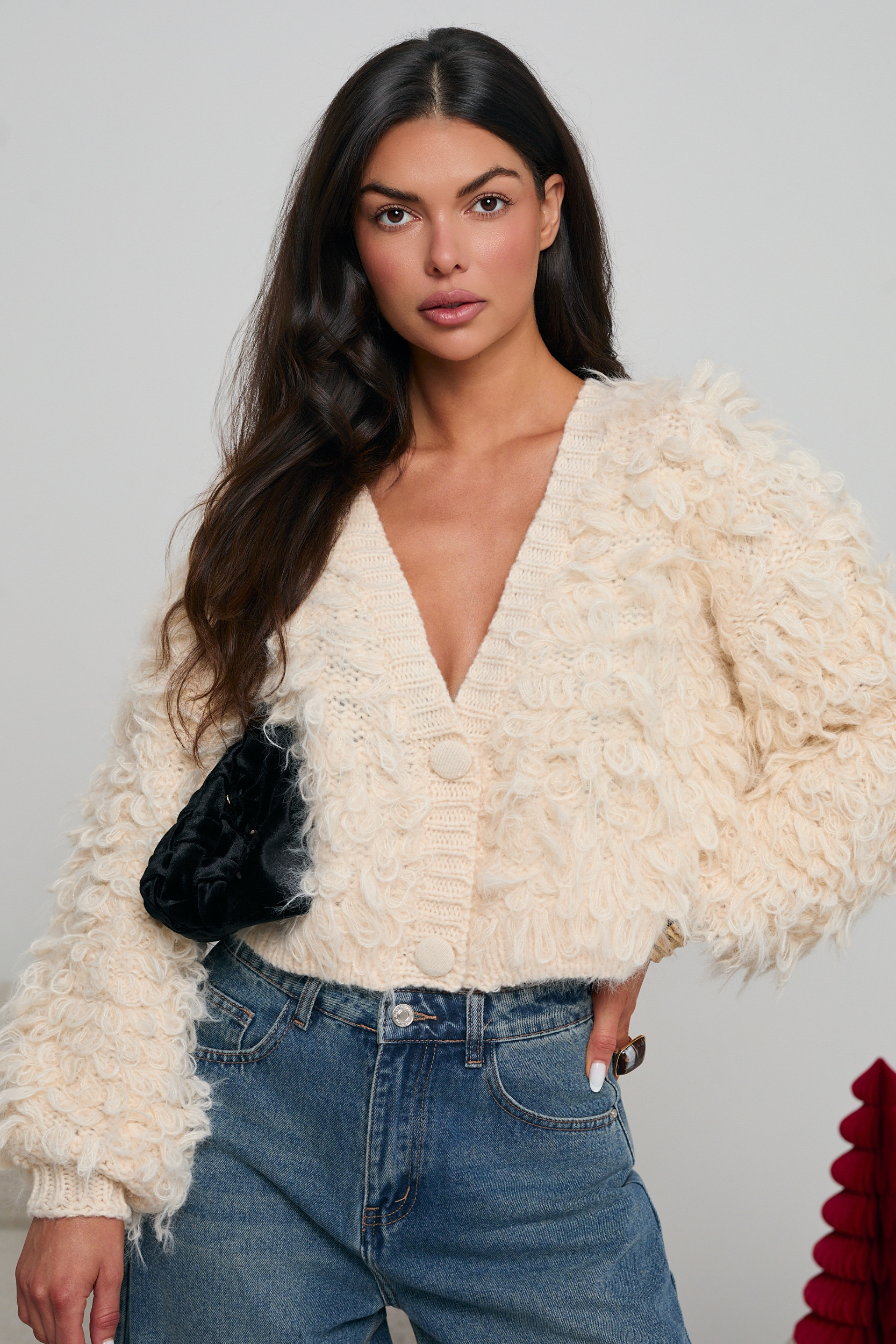 KARDIGAN Z DEKORACYJNYM SPLOTEM LOOP