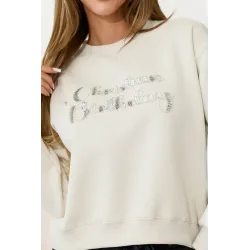 Bluza z błyszczącym napisem z cekinów