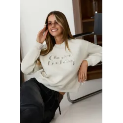 Bluza z błyszczącym napisem z cekinów